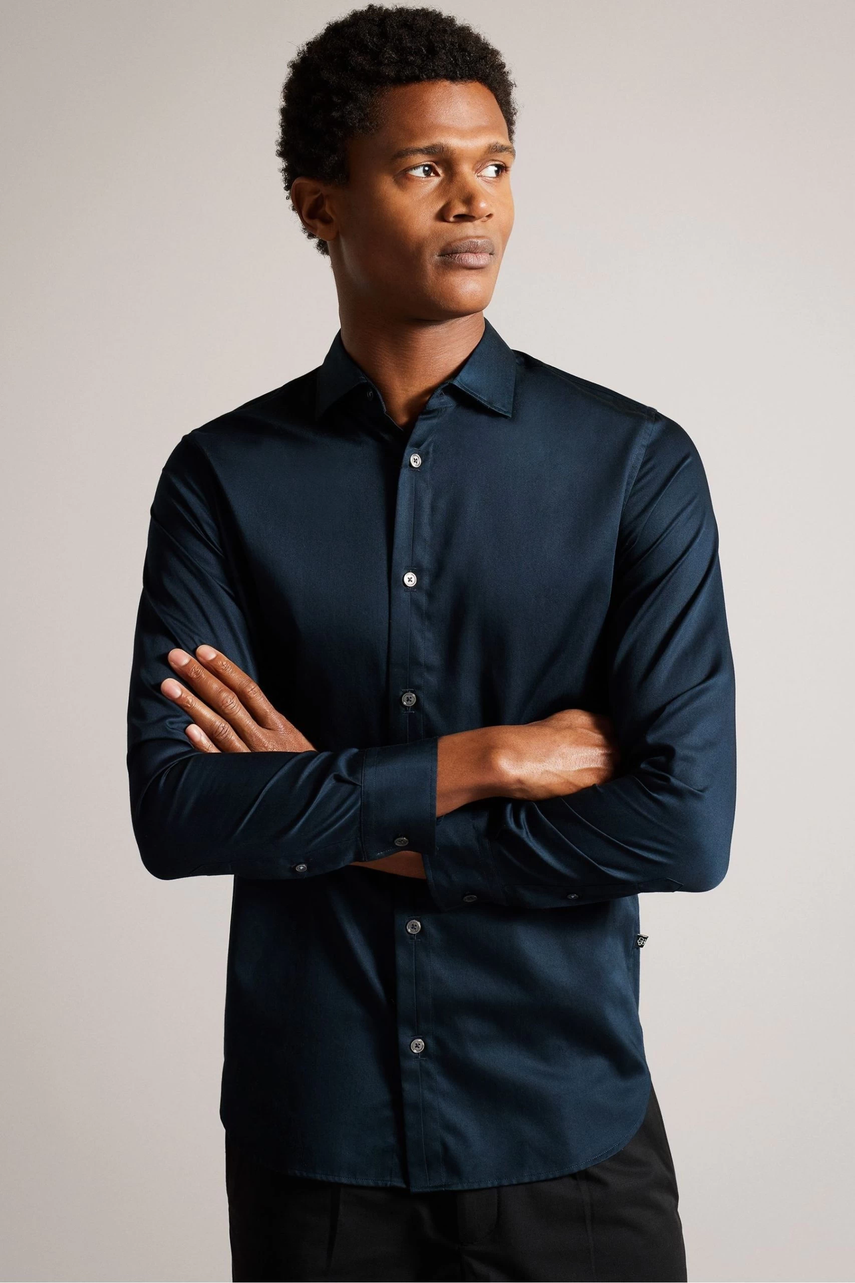 Ted Baker Blue Bellow Long Sleeve Stretch Smart Shirt 3 Ted Baker Blue Bellow Long Sleeve Stretch Smart Shirt