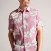 Ted Baker Pink Coving Short Sleeve Seersucker Floral Print Shirt 2 Ted Baker Pink Coving Short Sleeve Seersucker Floral Print Shirt -Ted Baker Shop M87922s