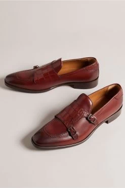 Ted Baker Seyie Brown Crocodile Effect Double Monk Formal Shoes 7 Ted Baker Seyie Brown Crocodile Effect Double Monk Formal Shoes -Ted Baker Shop M91259s2