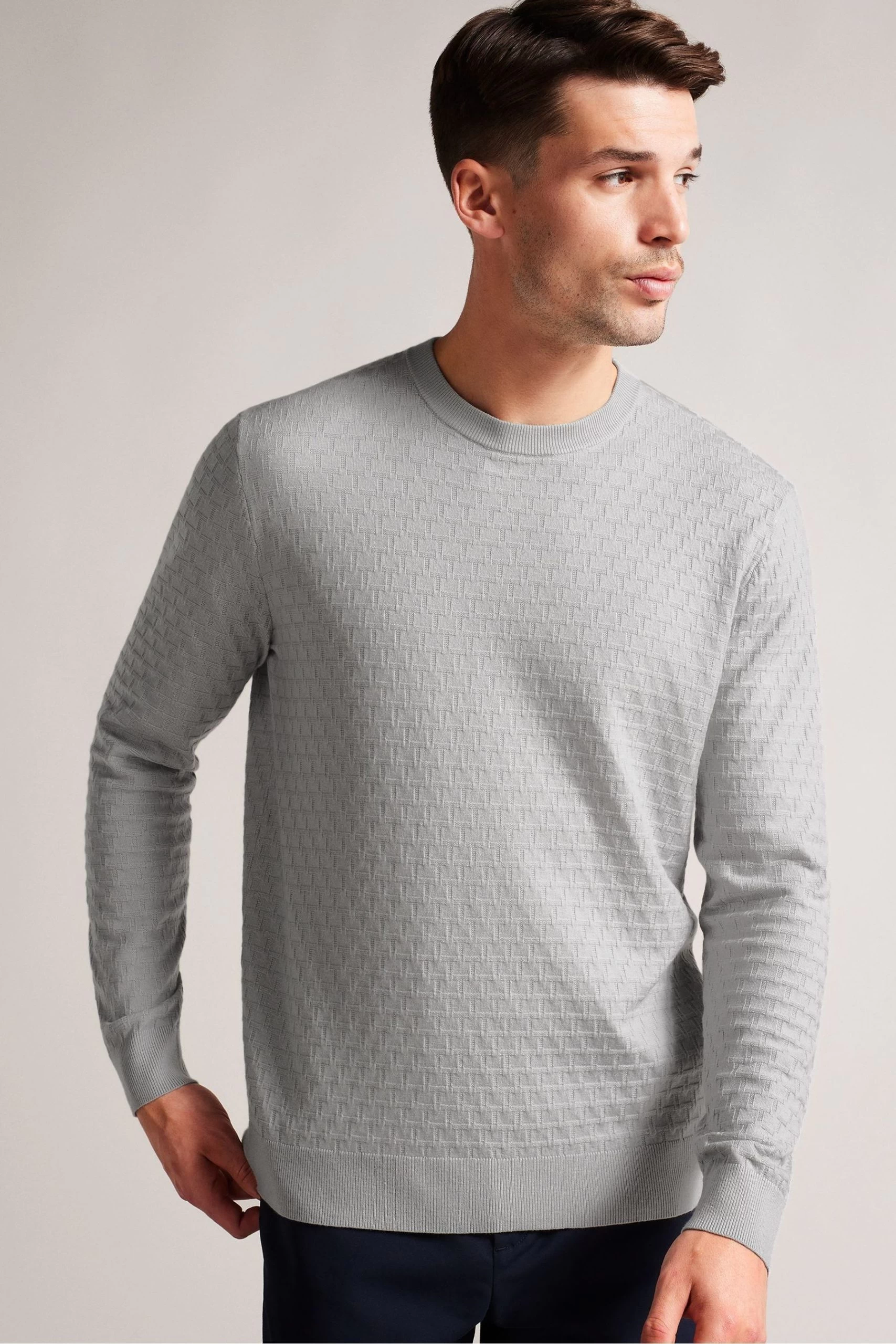 Ted Baker Grey Dartell Long Sleeved Regular T Stitched Crew Neck T-Shirt 3 Ted Baker Grey Dartell Long Sleeved Regular T Stitched Crew Neck T-Shirt