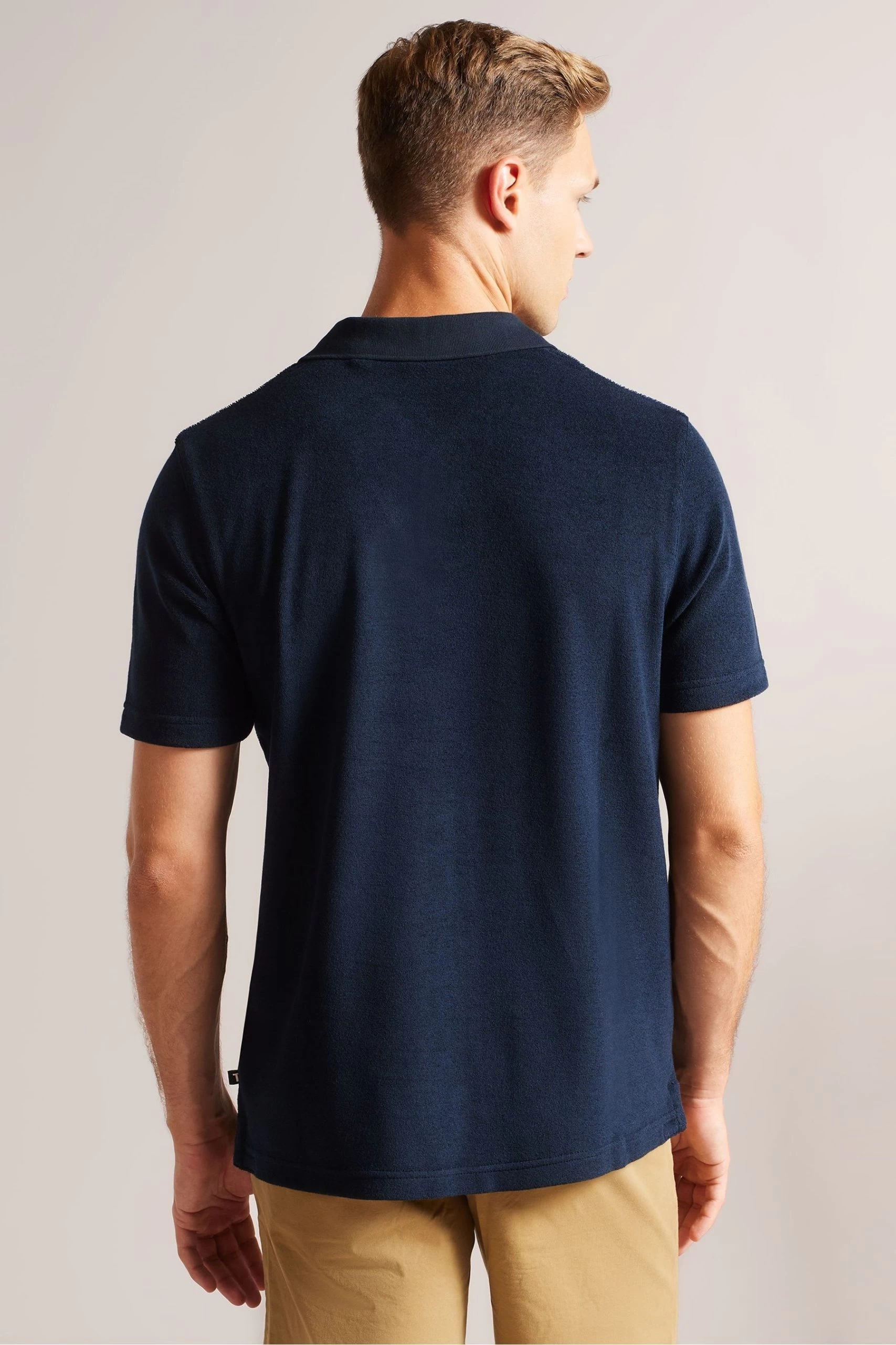 Ted Baker Blue Sndbank Short Sleeved Regular Fit Towelling Polo Shirt 4 Ted Baker Blue Sndbank Short Sleeved Regular Fit Towelling Polo Shirt - Image 2