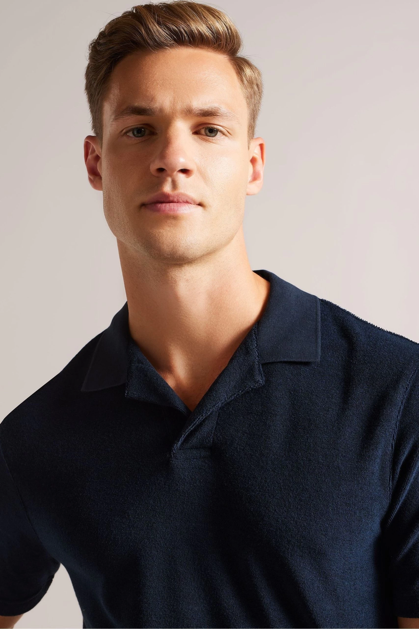 Ted Baker Blue Sndbank Short Sleeved Regular Fit Towelling Polo Shirt 6 Ted Baker Blue Sndbank Short Sleeved Regular Fit Towelling Polo Shirt - Image 4