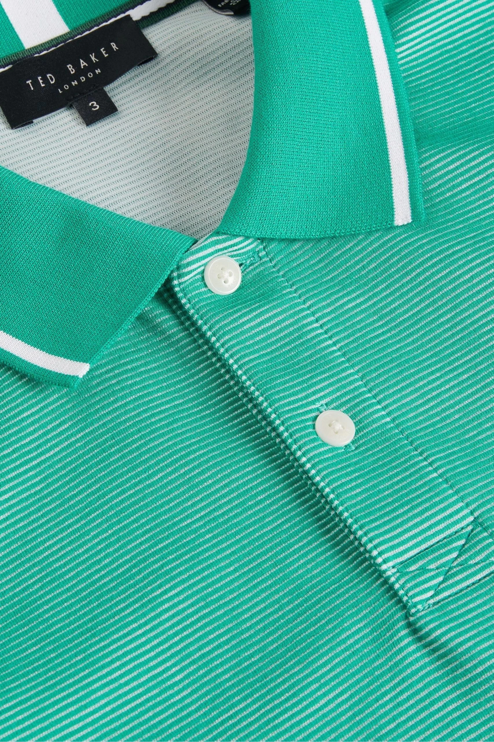 Ted Baker Green Ellerby Short Sleeved Regular Striped Polo Shirt 7 Ted Baker Green Ellerby Short Sleeved Regular Striped Polo Shirt - Image 5