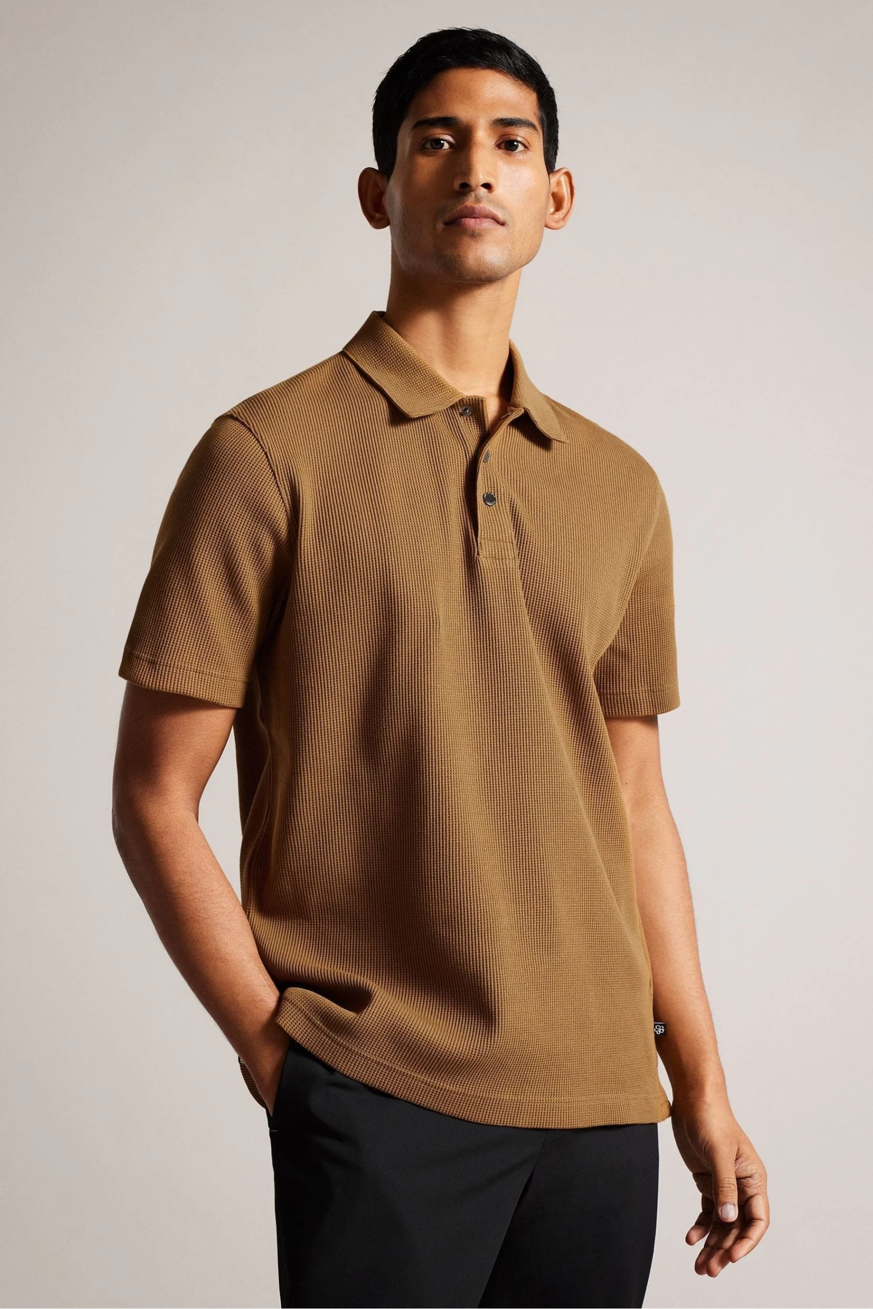 Ted Baker Natural Bute Short Sleeved Regular Fit Textured Polo 3 Ted Baker Natural Bute Short Sleeved Regular Fit Textured Polo