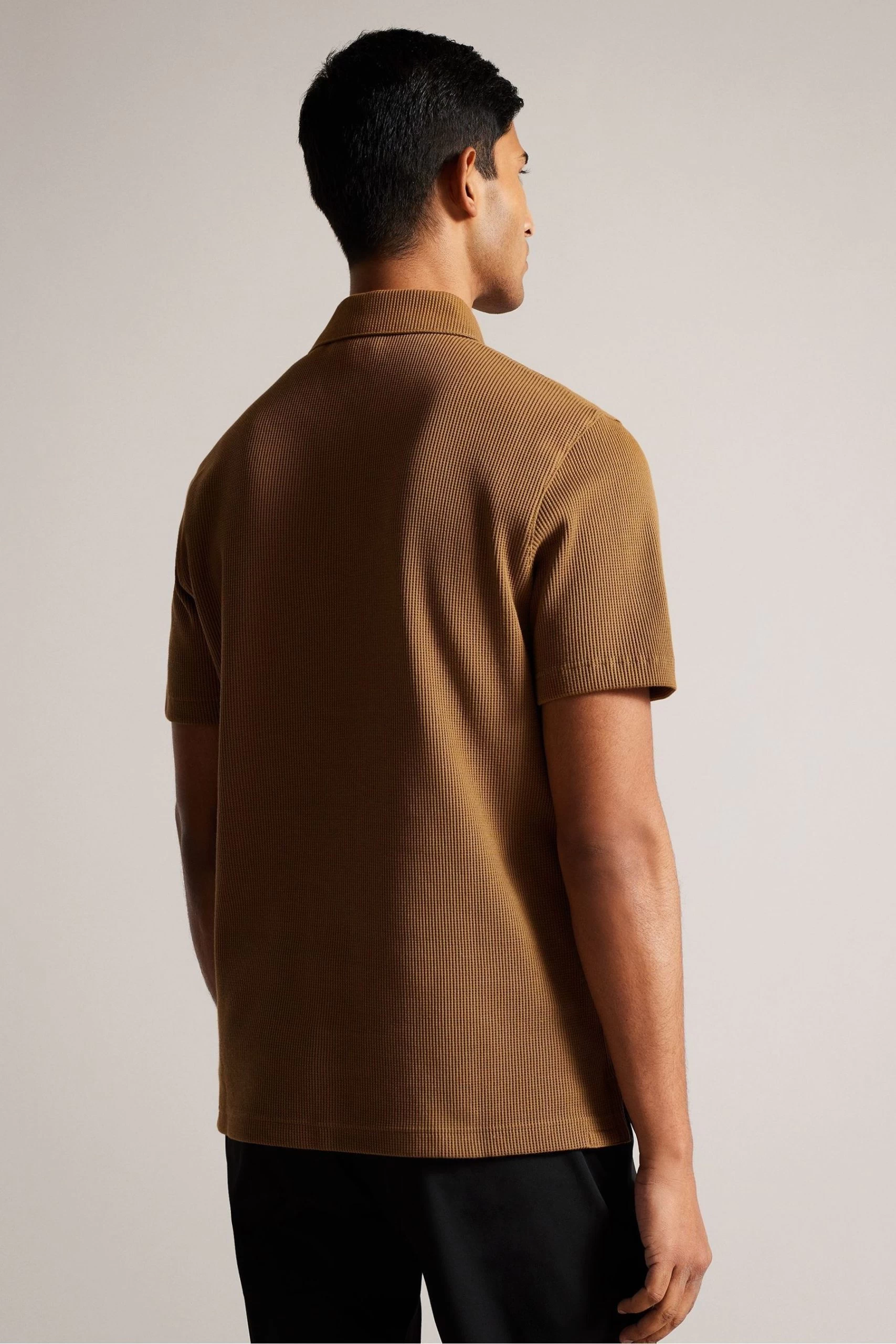 Ted Baker Natural Bute Short Sleeved Regular Fit Textured Polo 4 Ted Baker Natural Bute Short Sleeved Regular Fit Textured Polo - Image 2