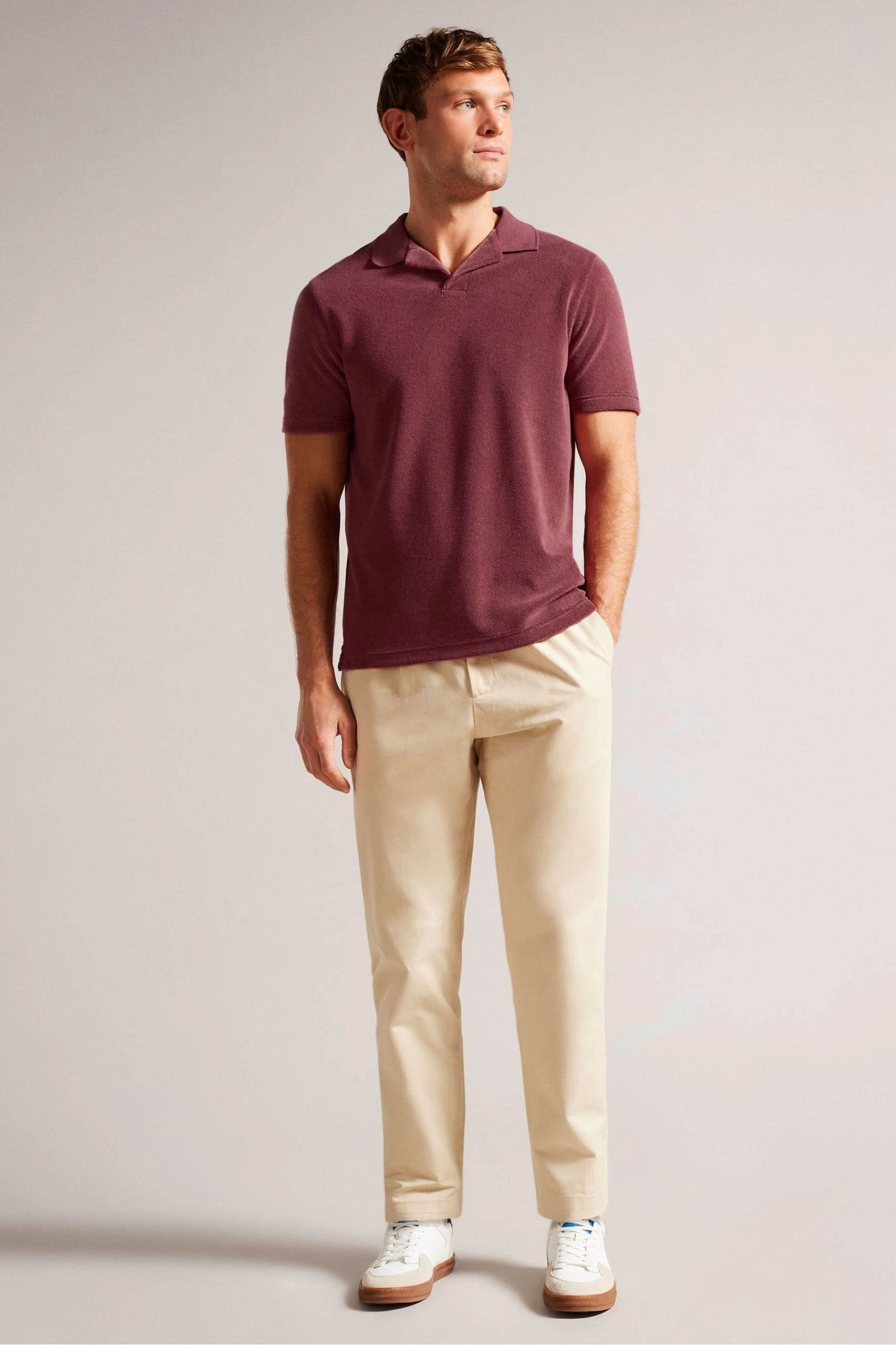 Ted Baker Pink Sndbank Short Sleeved Regular Fit Towelling Polo Shirt 5 Ted Baker Pink Sndbank Short Sleeved Regular Fit Towelling Polo Shirt - Image 3