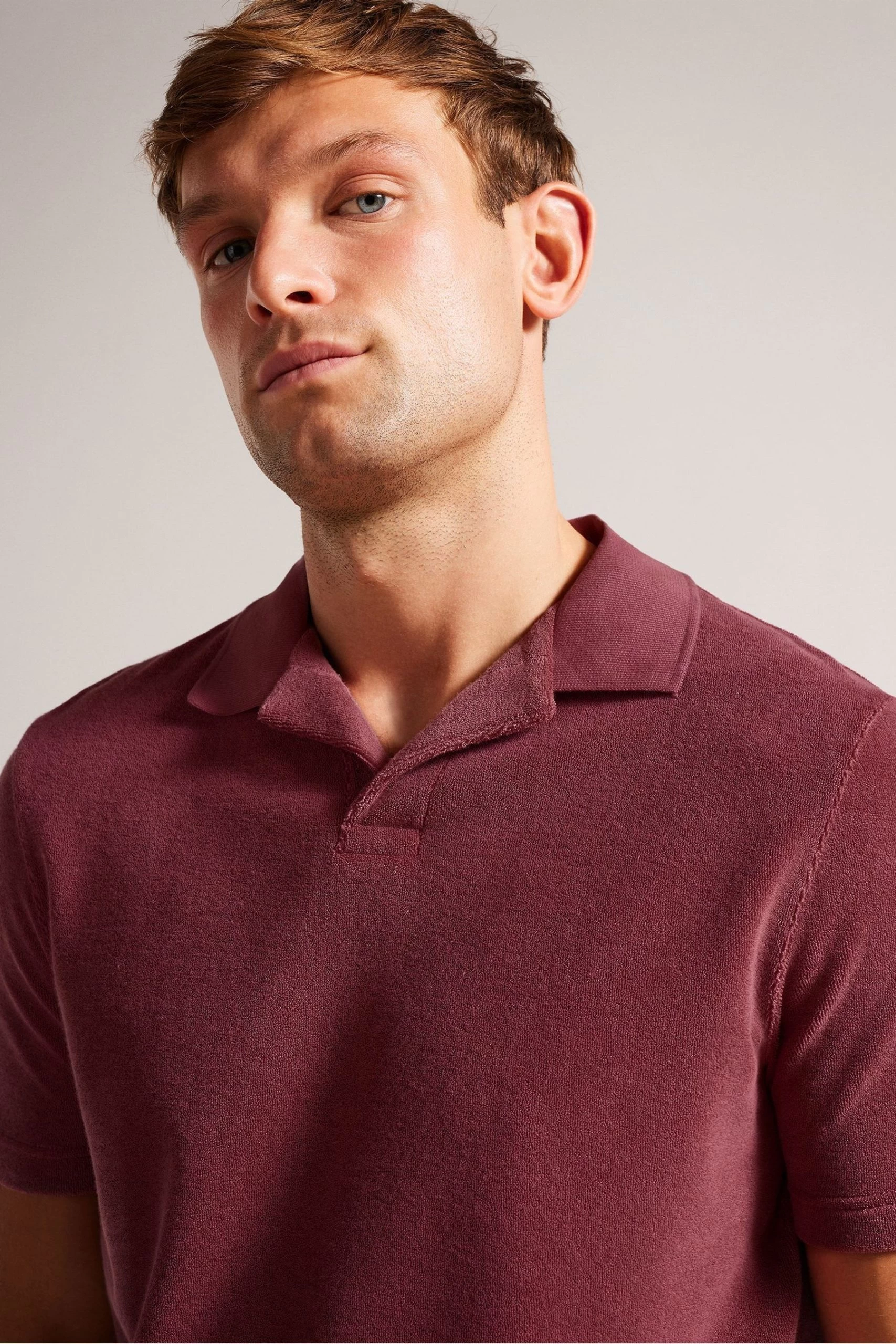 Ted Baker Pink Sndbank Short Sleeved Regular Fit Towelling Polo Shirt 6 Ted Baker Pink Sndbank Short Sleeved Regular Fit Towelling Polo Shirt - Image 4