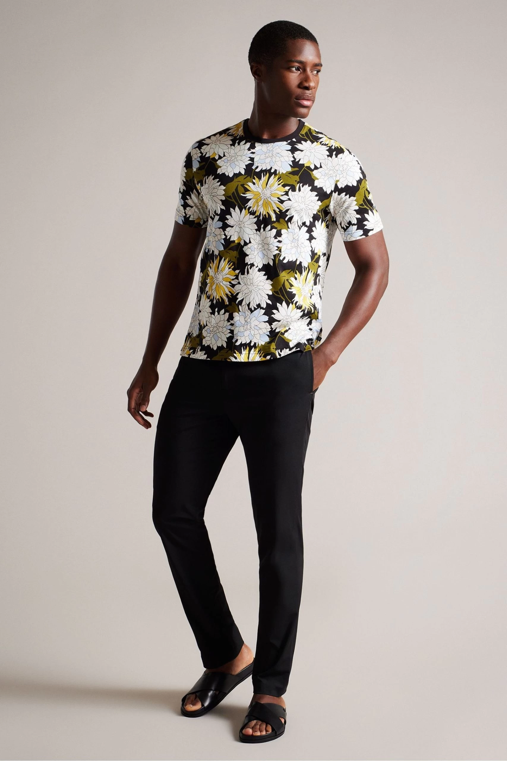 Ted Baker Cream Florid Regular Floral Printed T-Shirt 4 Ted Baker Cream Florid Regular Floral Printed T-Shirt - Image 2