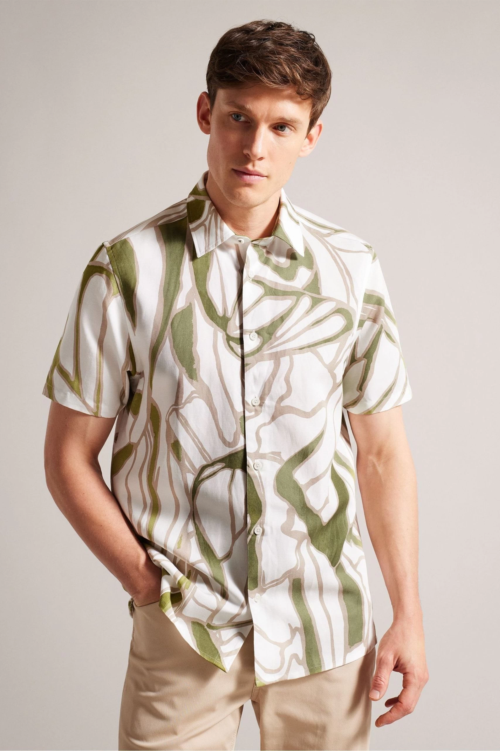 Ted Baker Cream Errew Regular Stems Shirt 3 Ted Baker Cream Errew Regular Stems Shirt