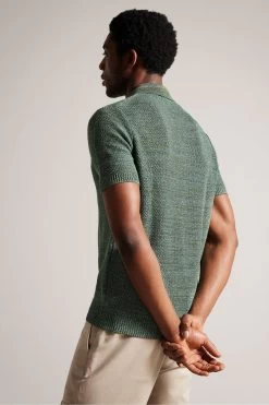 Ted Baker Green Blossam Regular Textured Zip Polo Shirt 9 Ted Baker Green Blossam Regular Textured Zip Polo Shirt -Ted Baker Shop M99334s2