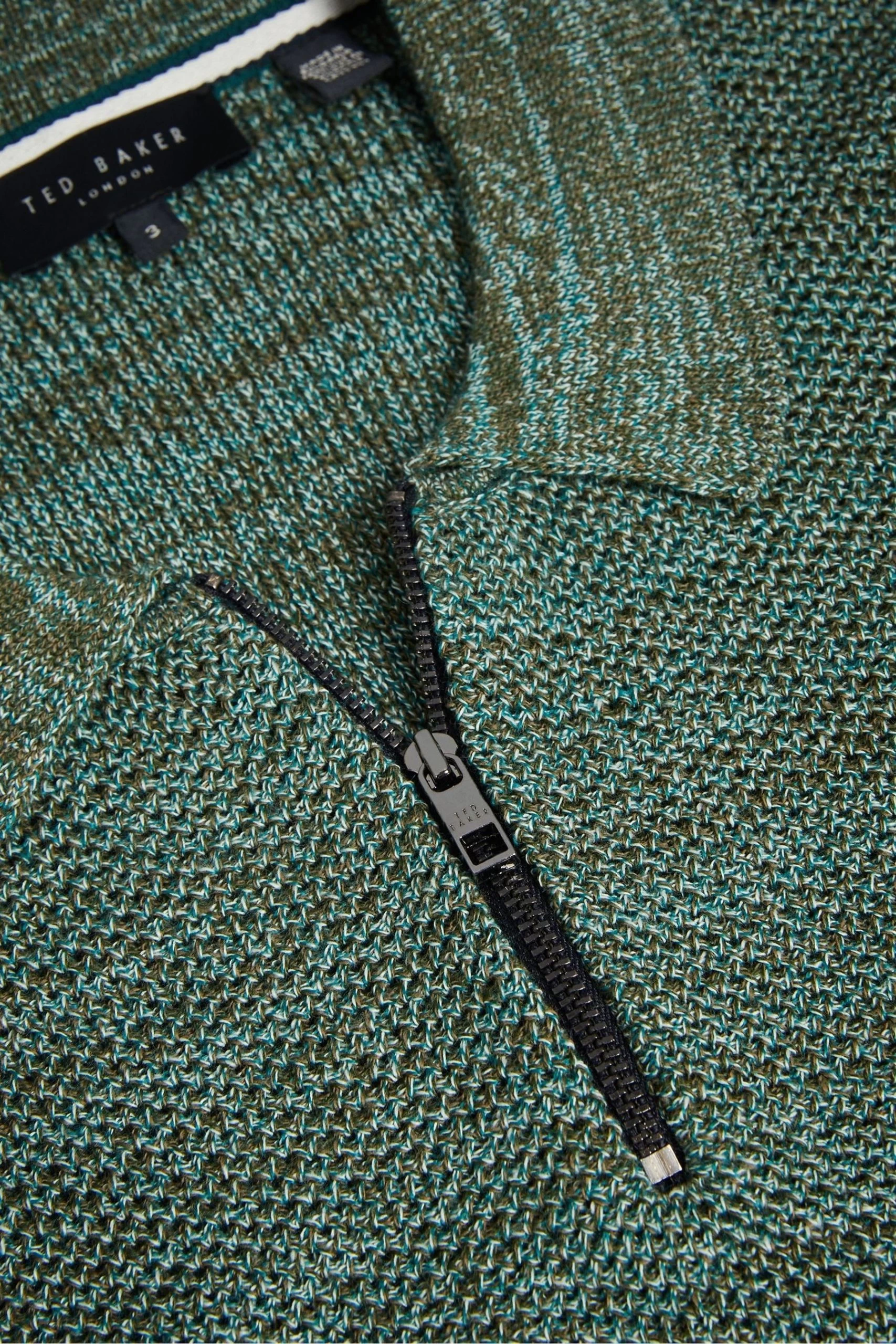 Ted Baker Green Blossam Regular Textured Zip Polo Shirt 7 Ted Baker Green Blossam Regular Textured Zip Polo Shirt - Image 5