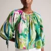Ted Baker Green Karisah Raglan Puff Sleeve Blouse 1 Ted Baker Green Karisah Raglan Puff Sleeve Blouse -Ted Baker Shop N00681s