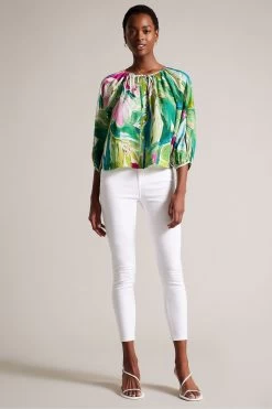 Ted Baker Green Karisah Raglan Puff Sleeve Blouse 8 Ted Baker Green Karisah Raglan Puff Sleeve Blouse -Ted Baker Shop N00681s3
