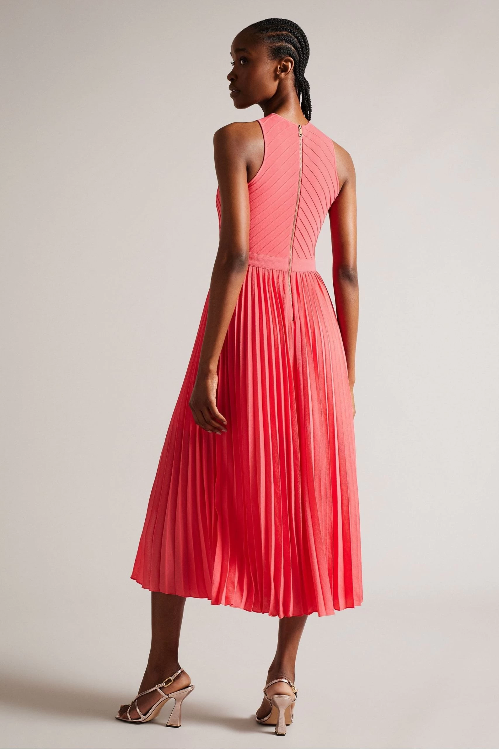 Ted Baker Pink Loueli Cross Front Pleated Dress With Knit Bodice 4 Ted Baker Pink Loueli Cross Front Pleated Dress With Knit Bodice - Image 2