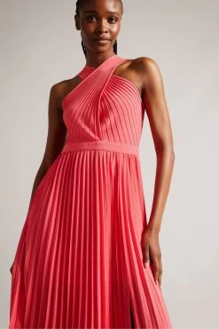 Ted Baker Pink Loueli Cross Front Pleated Dress With Knit Bodice 9 Ted Baker Pink Loueli Cross Front Pleated Dress With Knit Bodice -Ted Baker Shop N00682s3