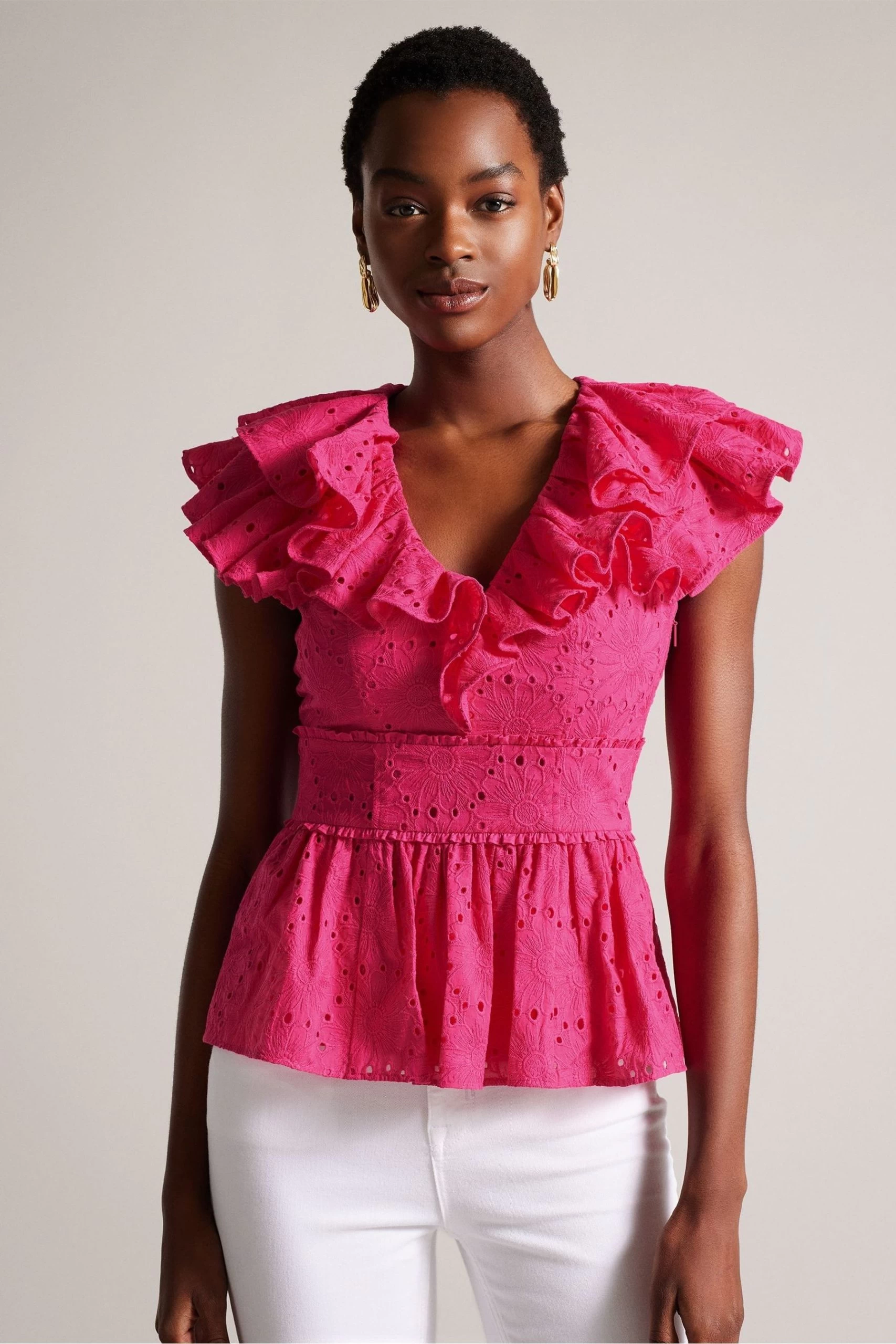 Ted Baker Pink Mazieh Broderie Top 3 Ted Baker Pink Mazieh Broderie Top