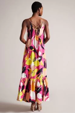 Ted Baker Pink Ikella Strappy Linen Maxi Dress With Pleat Detail -Ted Baker Shop N00685s2