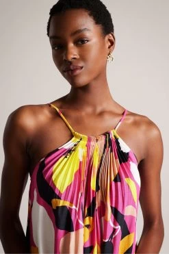 Ted Baker Pink Ikella Strappy Linen Maxi Dress With Pleat Detail -Ted Baker Shop N00685s3