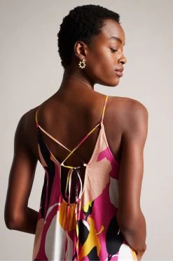 Ted Baker Pink Ikella Strappy Linen Maxi Dress With Pleat Detail -Ted Baker Shop N00685s4