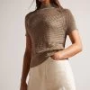 Ted Baker Abaly Basket Stitch Seeveless Brown Top 2 Ted Baker Abaly Basket Stitch Seeveless Brown Top -Ted Baker Shop N00690s