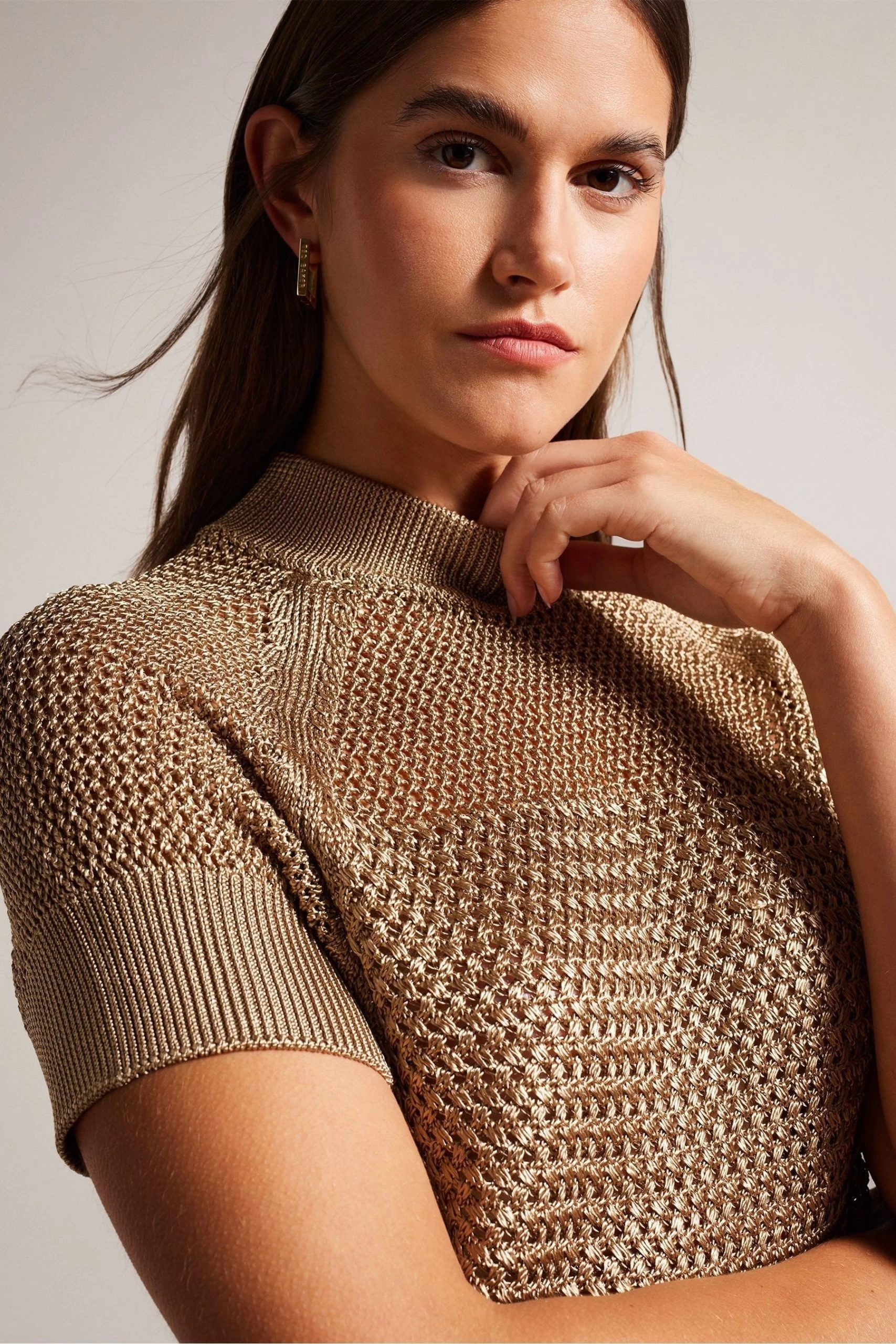 Ted Baker Abaly Basket Stitch Seeveless Brown Top 6 Ted Baker Abaly Basket Stitch Seeveless Brown Top - Image 4