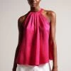Ted Baker Pink Corrali Halter Neck Top With Pleat Detail 1 Ted Baker Pink Corrali Halter Neck Top With Pleat Detail -Ted Baker Shop N00692s