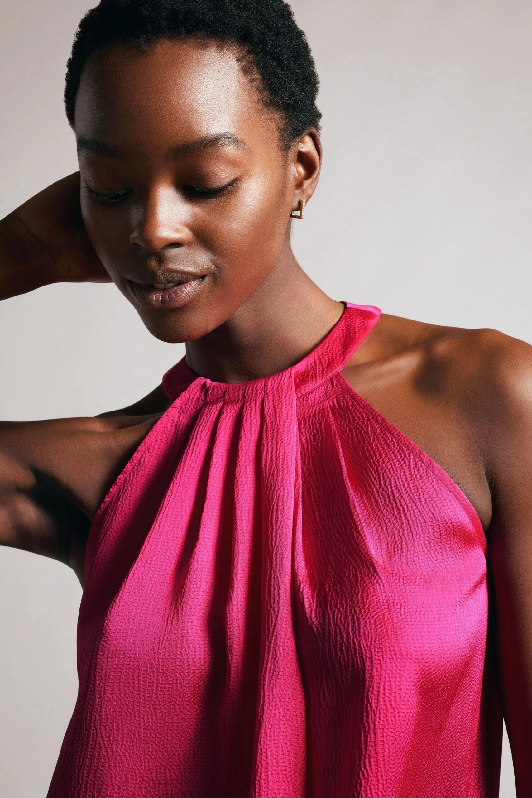 Ted Baker Pink Corrali Halter Neck Top With Pleat Detail 6 Ted Baker Pink Corrali Halter Neck Top With Pleat Detail - Image 4