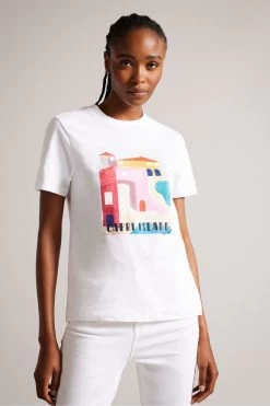 Ted Baker Esmayy Relaxed Graphic White T-Shirt