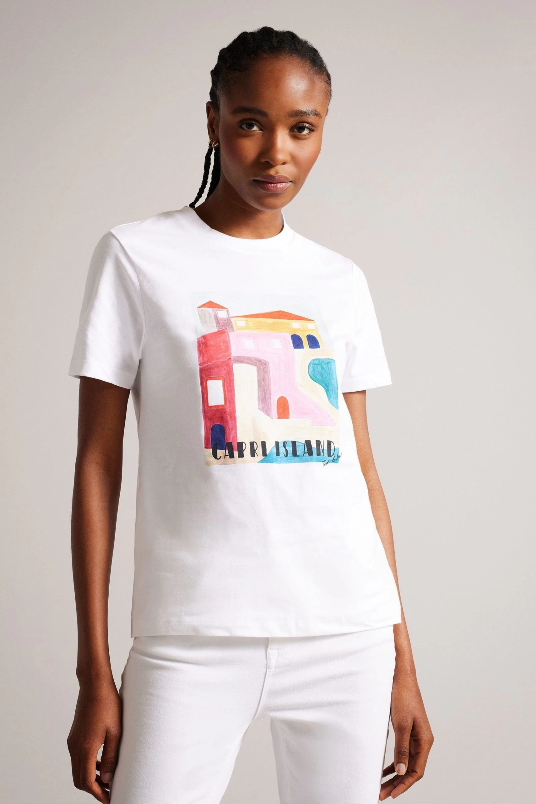 Ted Baker Esmayy Relaxed Graphic White T-Shirt 3 Ted Baker Esmayy Relaxed Graphic White T-Shirt