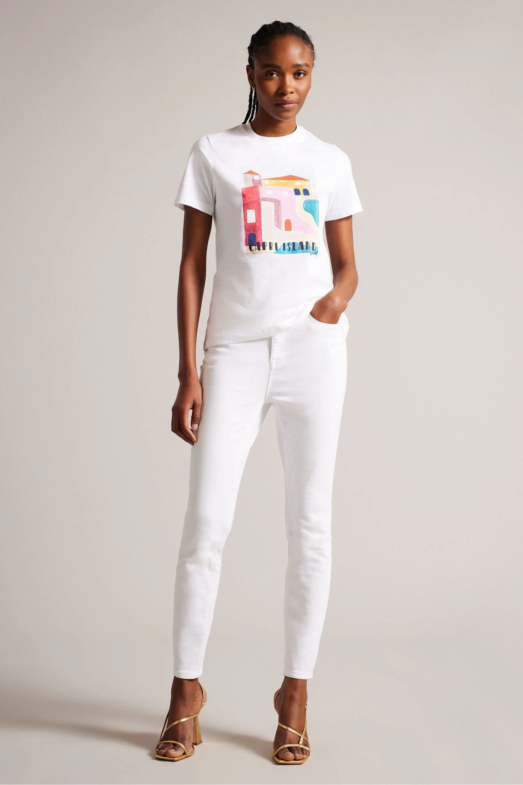 Ted Baker Esmayy Relaxed Graphic White T-Shirt 5 Ted Baker Esmayy Relaxed Graphic White T-Shirt - Image 3