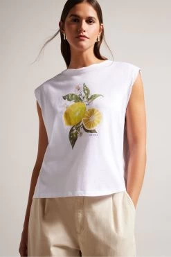 Ted Baker Dieanaa Graphic White Vest Top