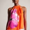 Ted Baker Orange Milenaa Halter Neck Top With Pleat Detail 1 Ted Baker Orange Milenaa Halter Neck Top With Pleat Detail -Ted Baker Shop N00699s