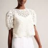 Ted Baker Ambya Crochet Knit Puff Sleeve White Top 1 Ted Baker Ambya Crochet Knit Puff Sleeve White Top -Ted Baker Shop N00704s