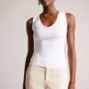 Ted Baker Sarhaa Knitted Fitted White Vest 2 Ted Baker Sarhaa Knitted Fitted White Vest -Ted Baker Shop N00705s