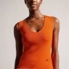 Ted Baker Orange Sarhaa Knitted Fitted Vest 2 Ted Baker Orange Sarhaa Knitted Fitted Vest -Ted Baker Shop N00706s