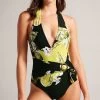 Ted Baker Tabeth Tie Front Plunge Black Swimming Costume 1 Ted Baker Tabeth Tie Front Plunge Black Swimming Costume -Ted Baker Shop N00709s