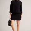 Ted Baker Molleia Double Breasted Cropped Collarless Black Coat 1 Ted Baker Molleia Double Breasted Cropped Collarless Black Coat -Ted Baker Shop N00713s