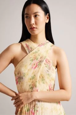 Ted Baker Natural Amerah Tan Cross Front Pleated Midi Dress 10 Ted Baker Natural Amerah Tan Cross Front Pleated Midi Dress -Ted Baker Shop N05816s4