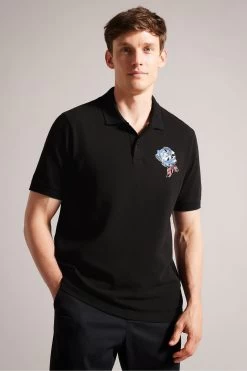 Ted Baker Crownn Short Sleeve Coronation Themed Black Polo Shirt