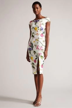 Ted Baker Loveina White Bardot Bodycon Dress