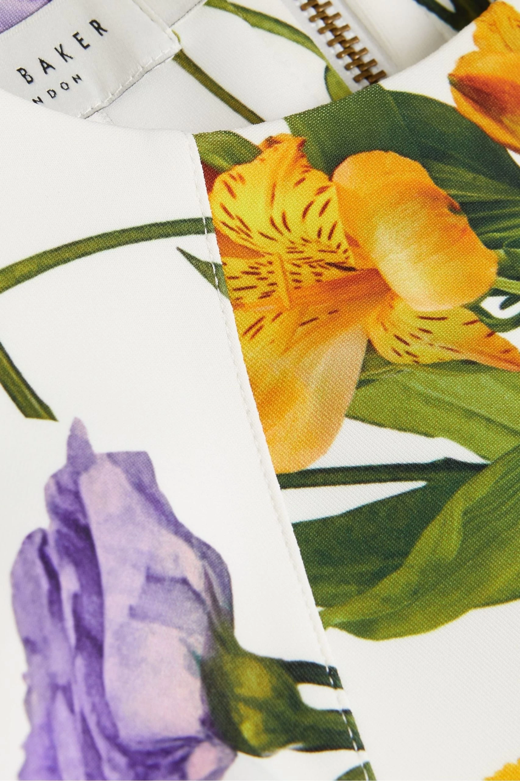 Ted Baker Ruxane Printed Neoprene Skater White Dress 7 Ted Baker Ruxane Printed Neoprene Skater White Dress - Image 5