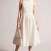 Ted Baker Cream Eriie Round Neck Sleeveless Full Skirted Dress -Ted Baker Shop N43039s