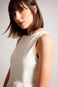 Ted Baker Cream Eriie Round Neck Sleeveless Full Skirted Dress 8 Ted Baker Cream Eriie Round Neck Sleeveless Full Skirted Dress -Ted Baker Shop N43039s3