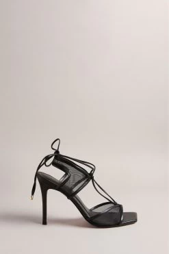 Ted Baker Junera Mesh Tie Black Strap Sandals