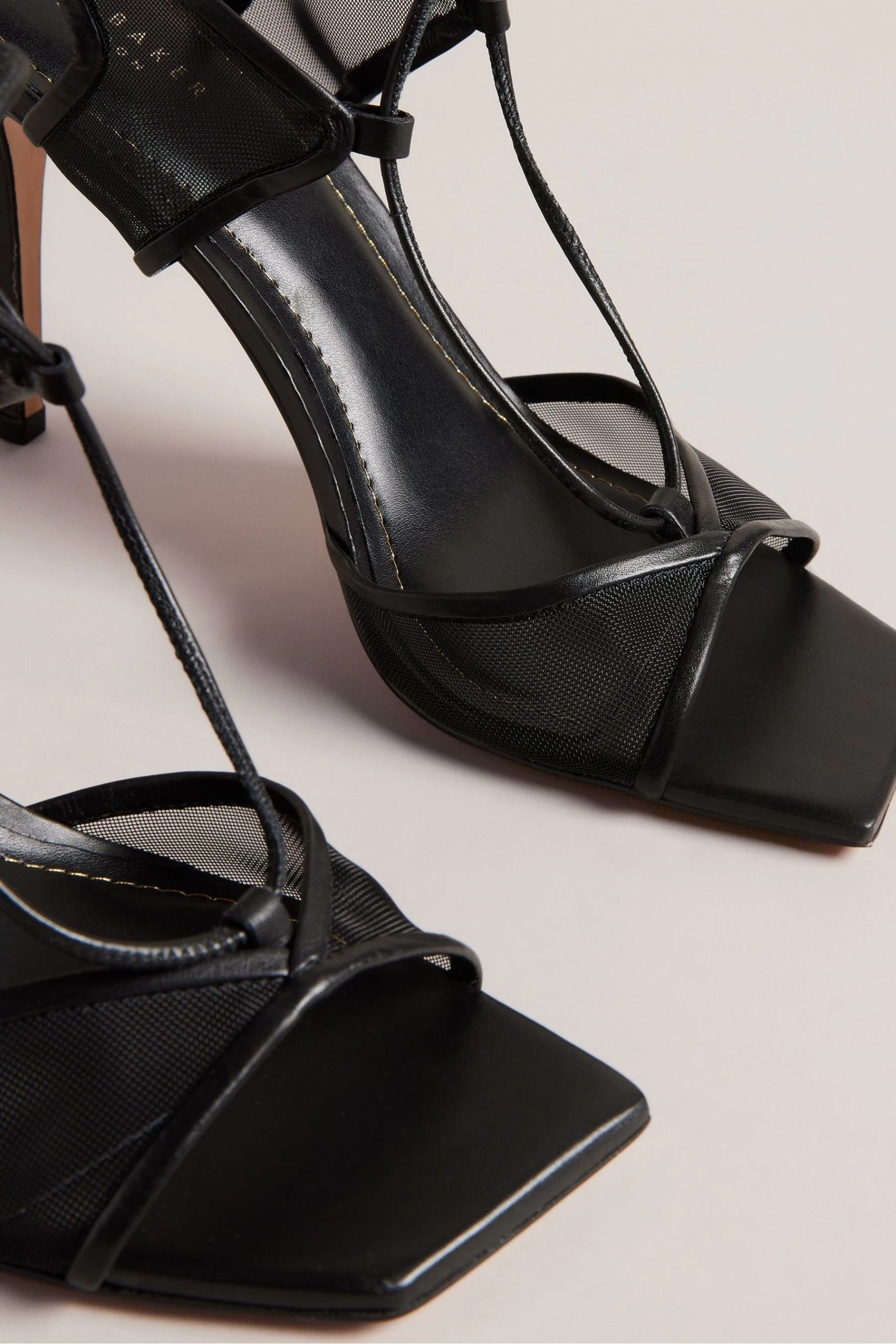 Ted Baker Junera Mesh Tie Black Strap Sandals 6 Ted Baker Junera Mesh Tie Black Strap Sandals - Image 4