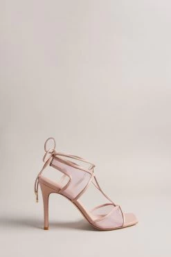 Ted Baker Pink Junera Mesh Tie Strap Sandals