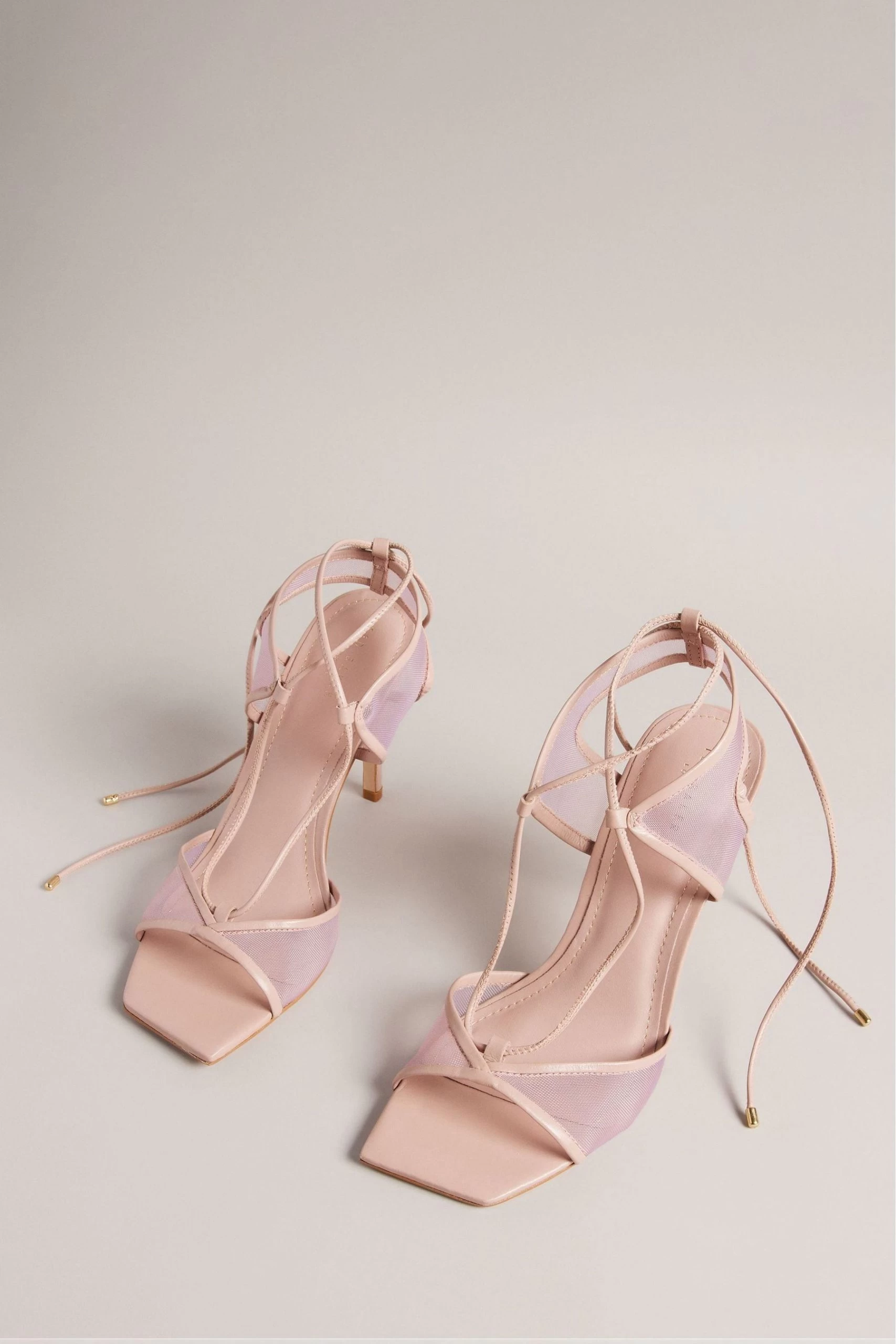 Ted Baker Pink Junera Mesh Tie Strap Sandals 4 Ted Baker Pink Junera Mesh Tie Strap Sandals - Image 2