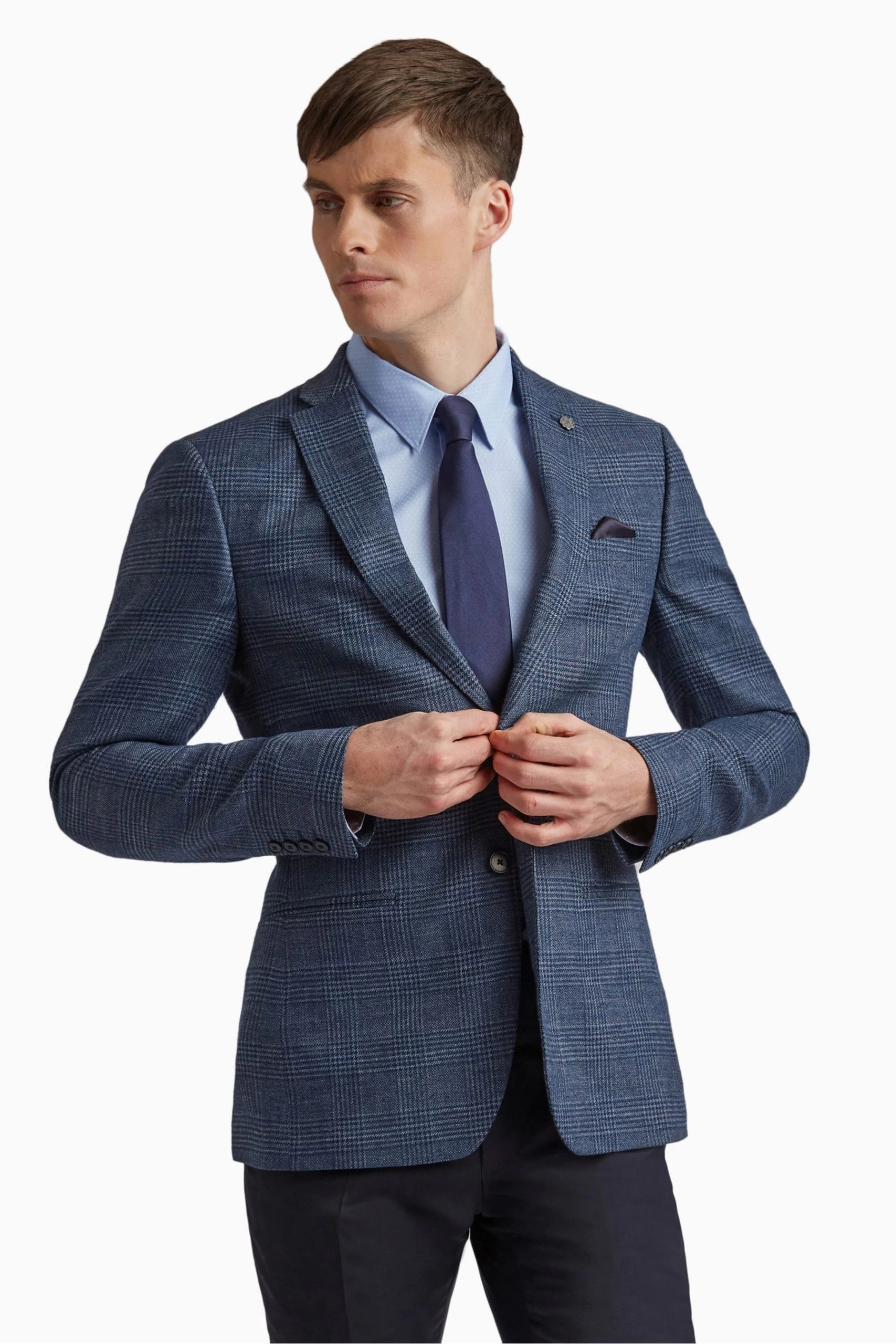 Ted Baker Tailoring Blue Airforce Check Slim Jacket 3 Ted Baker Tailoring Blue Airforce Check Slim Jacket