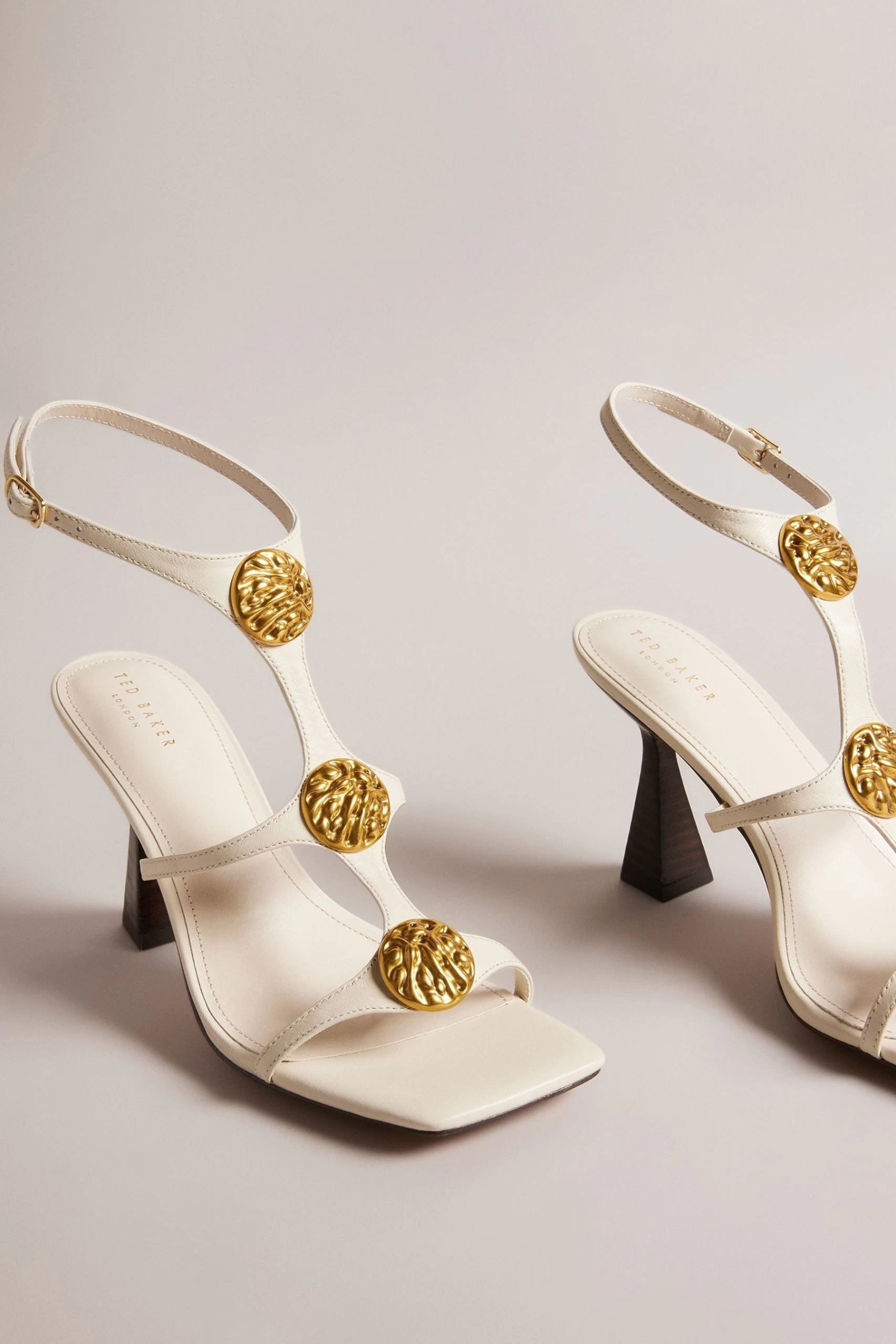 Ted Baker Natural Tayalin Gold Coin Heeled Sandals 4 Ted Baker Natural Tayalin Gold Coin Heeled Sandals - Image 2