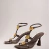 Ted Baker Tayalin Gold Coin Heeled Brown Sandals -Ted Baker Shop N44831s